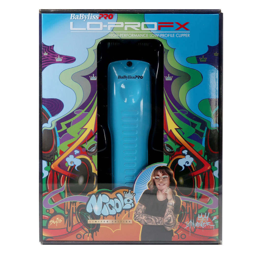 BaByliss Pro Influencer Limited Edition LO-PROFX Cordless Clipper (Nicole Renae) #FX825BI + Cordless Trimmer (Nicole Renae) Blue