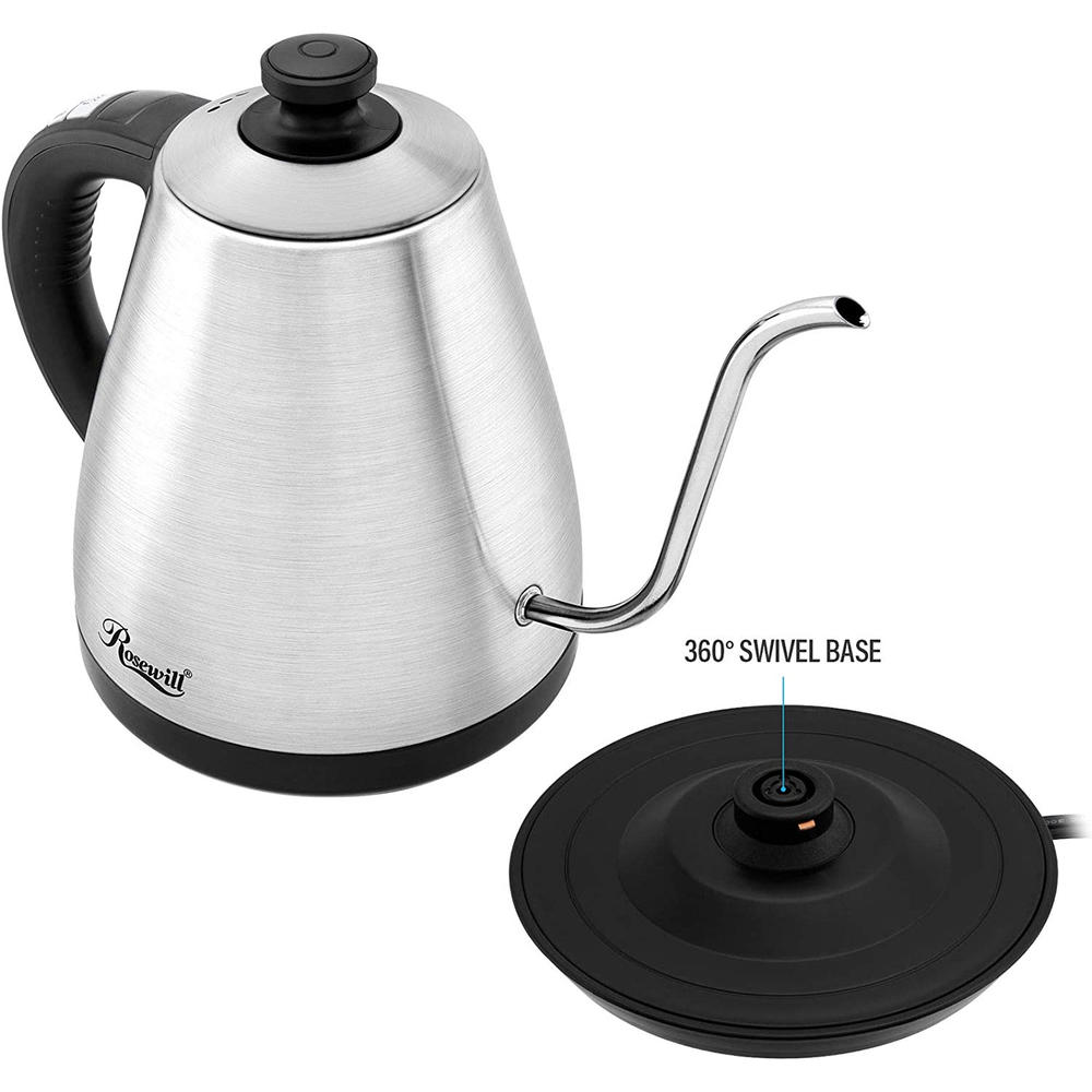Rosewill Pour-Over Electric Gooseneck Kettle, 1L, Kettle for Coffee and Tea, LED Display, Temperature Settings, Auto Shut-Off, K