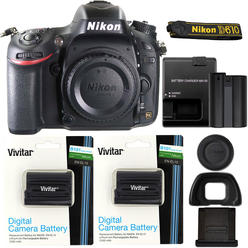 Nikon D610 DSLR Camera UHD 4K Body Only with Two EN-EL15 Replacement Battery