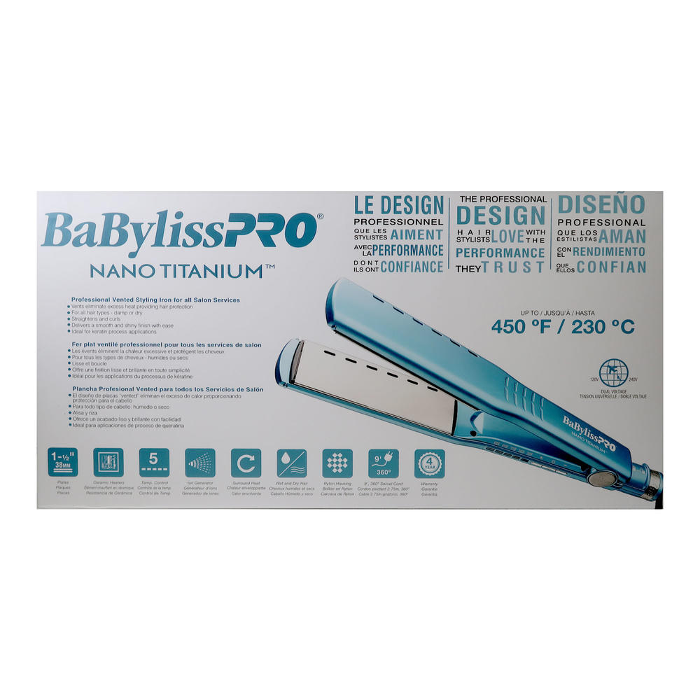BaBylissPRO BaByliss Pro Nano Titanium Vented Ionic Flat Iron 1½" #BNT4093TUC (Dual Voltage)