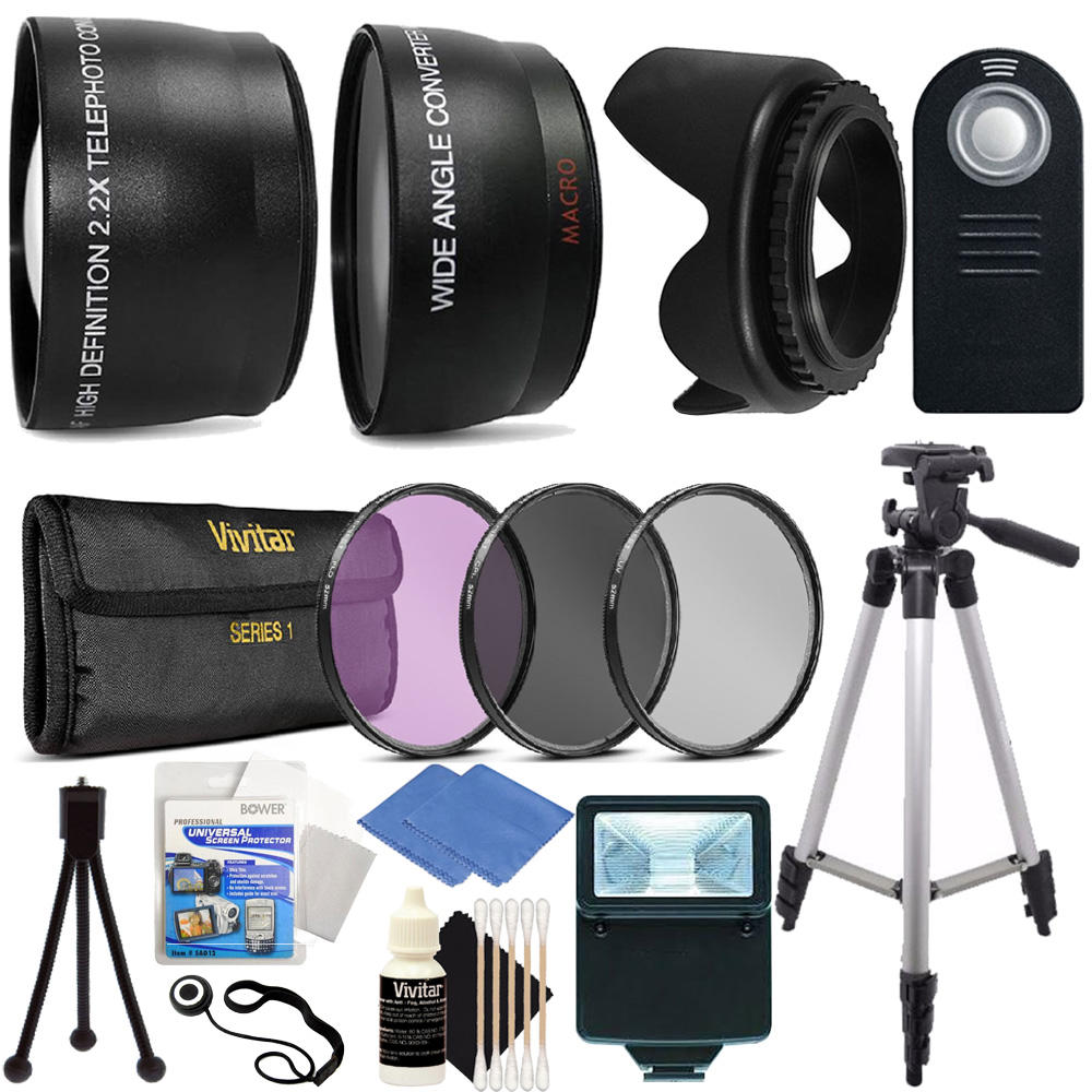 Vivitar Ultimate Accessory Bundle for Canon EOS Rebel T3i T5i T6i Tripod, Filters, Flash