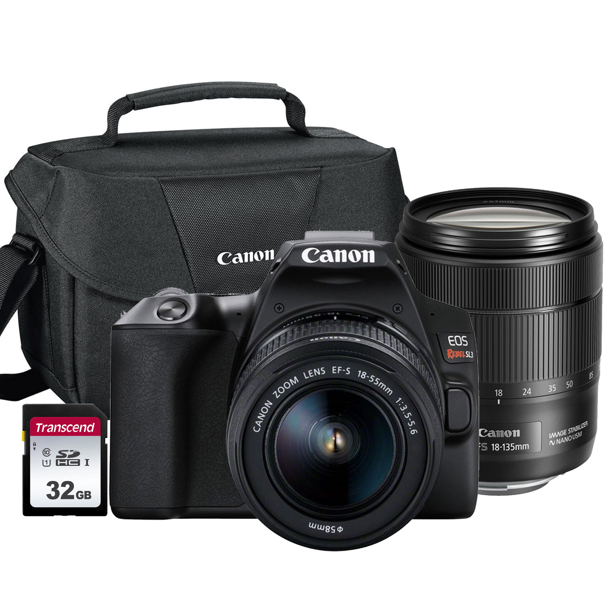 Nikon Canon EOS Rebel SL3 DSLR Camera with 18-55mm and 18-135mm IS USM Lens Starter Kit