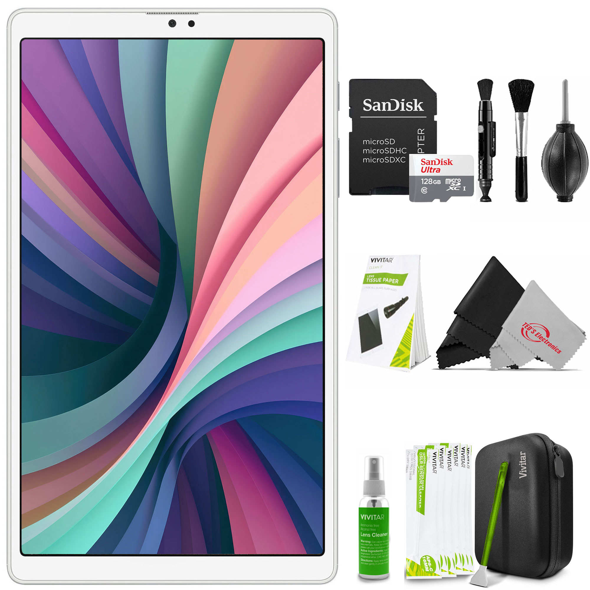 Samsung 8.7" Galaxy Tab A7 Lite 32GB Tablet (Silver) with 128GB microSDHC Memory Card and Cleaning Kit