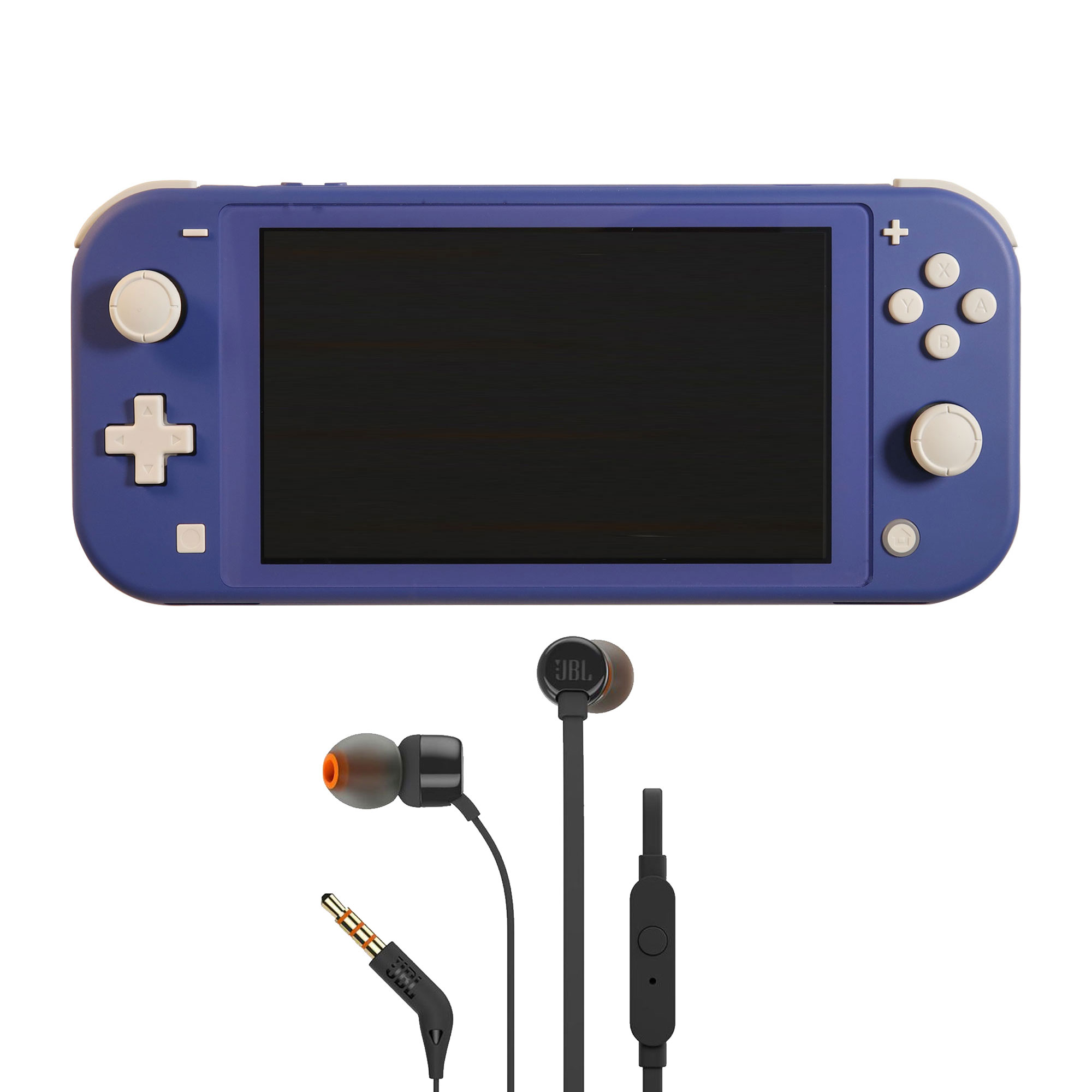 Nintendo Switch Lite Console (Blue) with JBL T110 in Ear Headphones Black