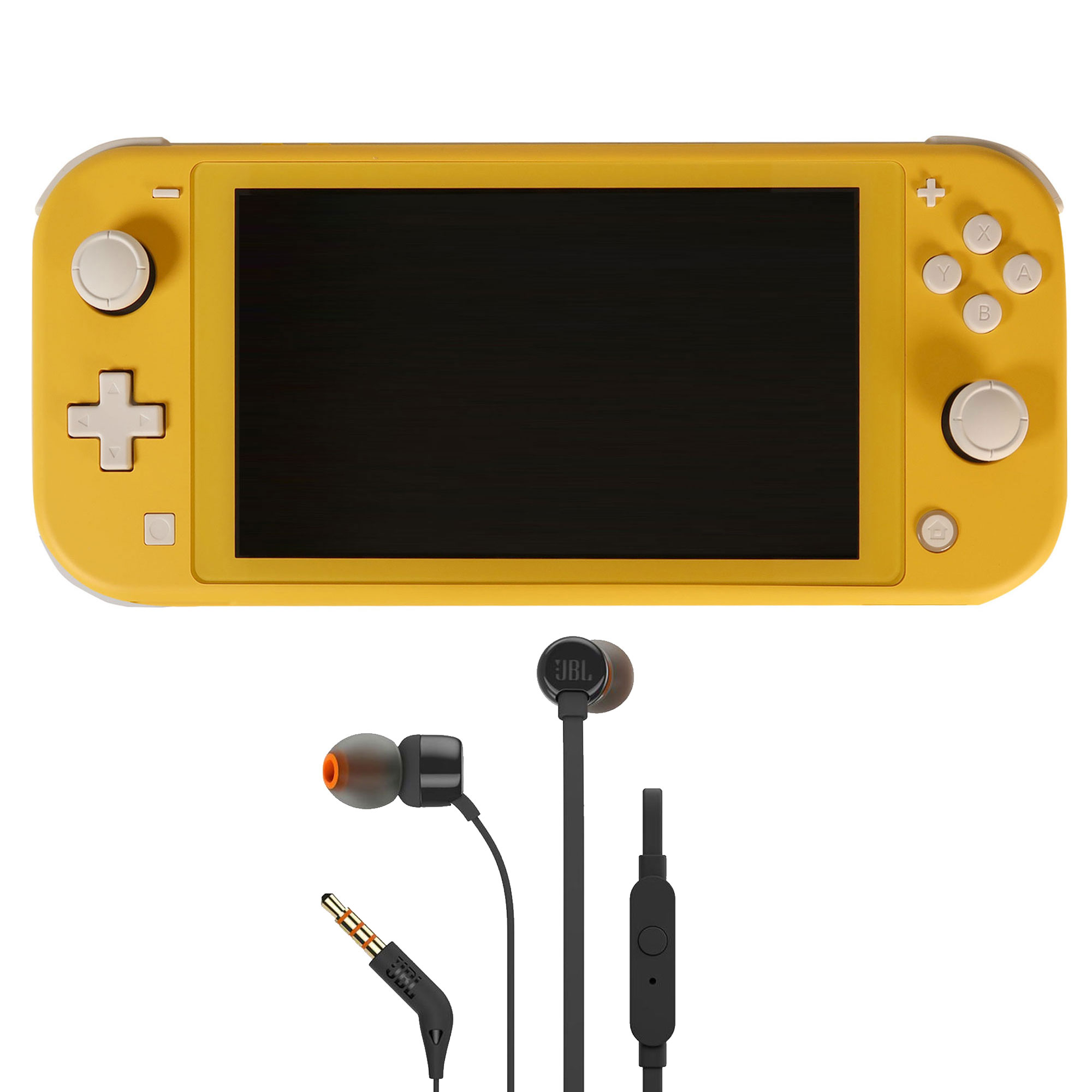 Nintendo Switch Lite Console (Yellow) with JBL T110 in Ear Headphones Black