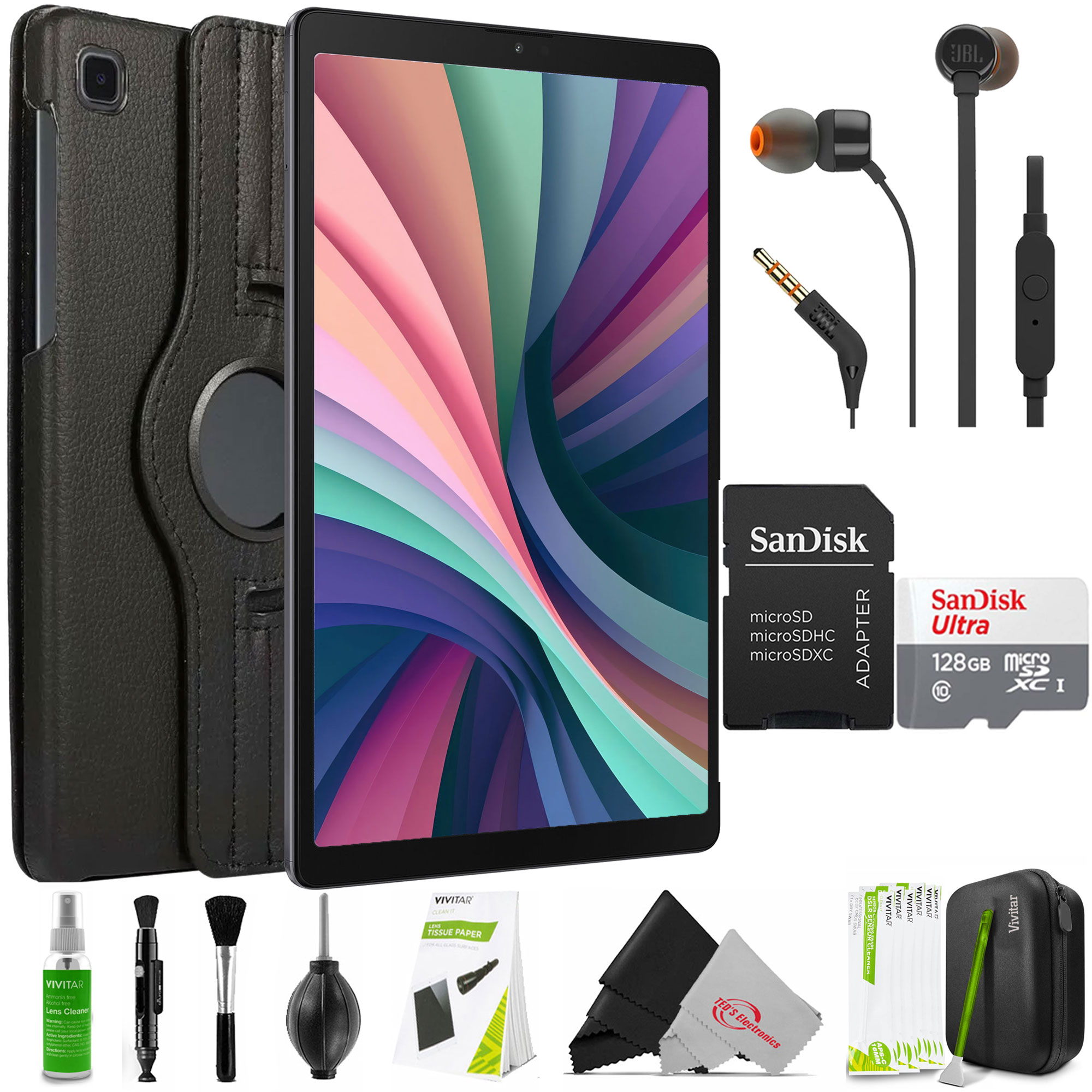 Samsung Bundle: Leather Case Cover for Samsung Galaxy Tab A7 + Wireless Microphone Kit
