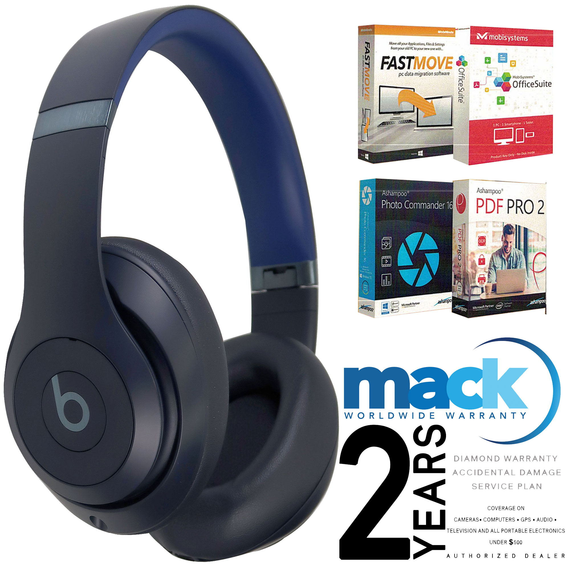 Beats Studio Pro Wireless Over-Ear Headphones Navy with 2yr Diamond Mack Warranty and Software