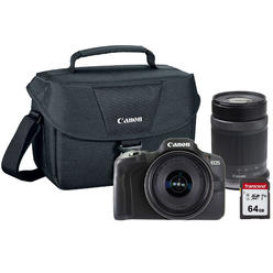 Canon EOS R100 Mirrorless Camera Black with Canon RF-S 18-45mm f/4.5-6.3 IS STM Lens and Canon RF-S 55-210mm f/5-7.1 IS STM Lens