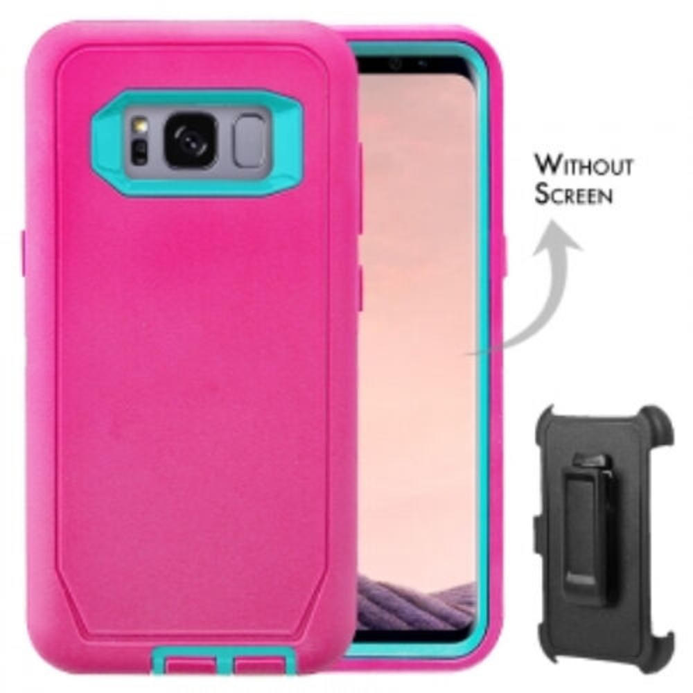 handbird For  Galaxy S8 Plus Defender Case Cover[Clip Fits ] PINK-TEAL