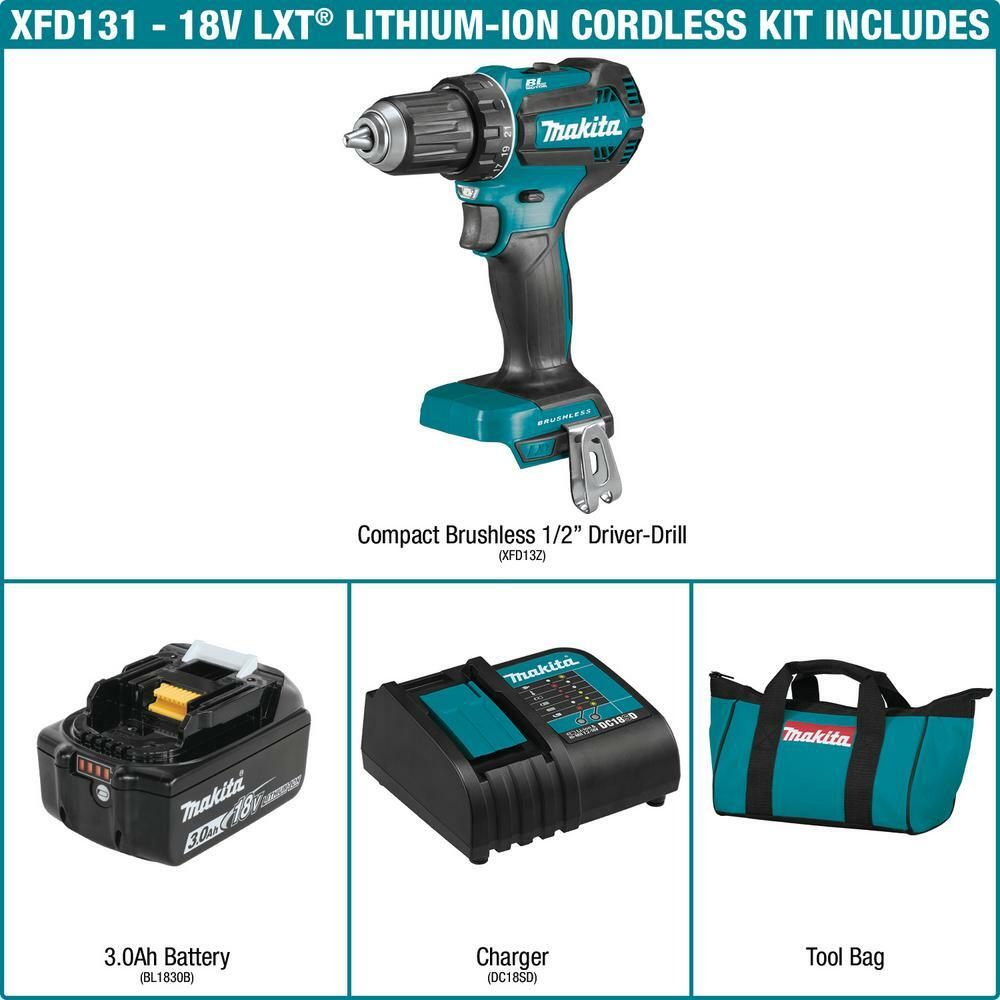 Makita 18 Volt Lxt Lithium Ion Brushless Cordless 1 2 In Driver Drill Kit New
