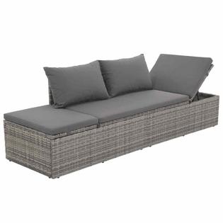 43955 vidaXL Outdoor Lounge Bed Poly Rattan Gray Wicker Patio Pool Sofa