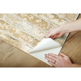 RoomMates Stuccoed Brown Brick Peel and Stick Wallpaper