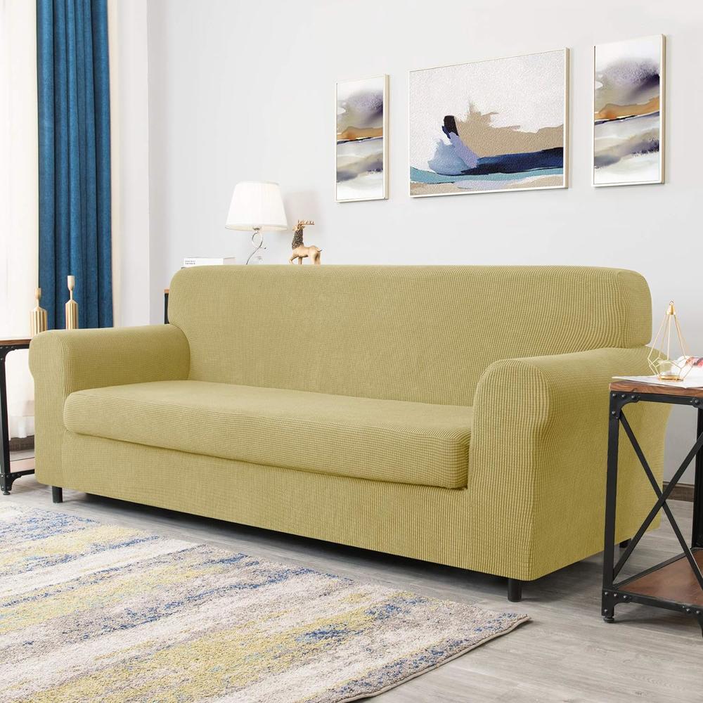 CHUNYI Stretch Sofa Slipcover 2-Piece Couch Cover Furniture Protector, Settee Coat Soft with Elastic Bottom