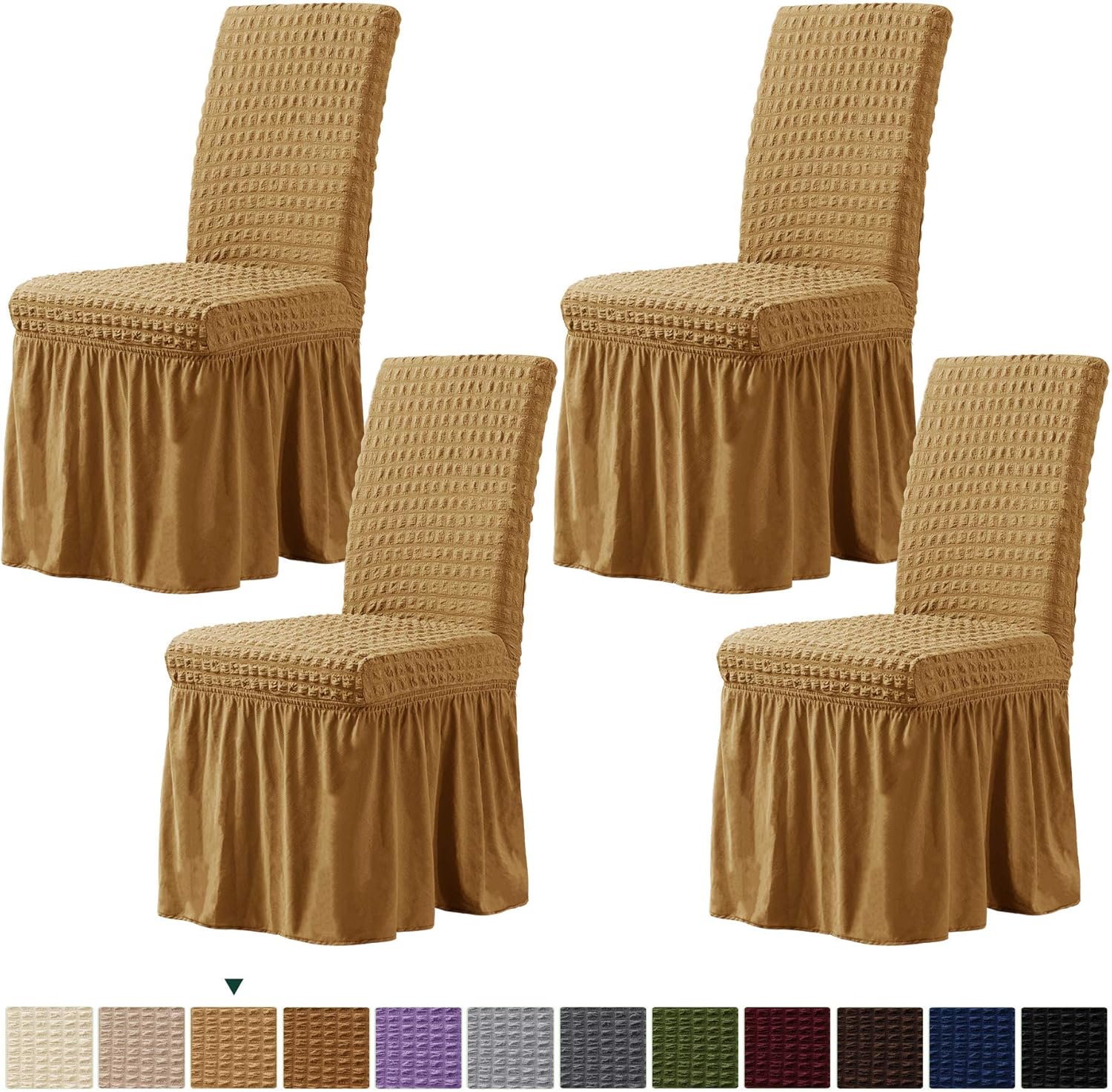 CHUNYI CHUN YI Stretchy Universal Easy Fitted Dining Chair Skirt Slipcovers