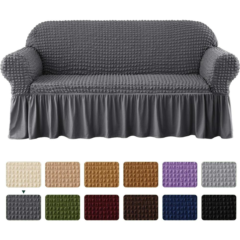 CHUN YI Universal Sofa Slipcover with Skirt 1-Piece Fitted Couch Cover All-Purpose Furniture Protector, Washable High Elastic