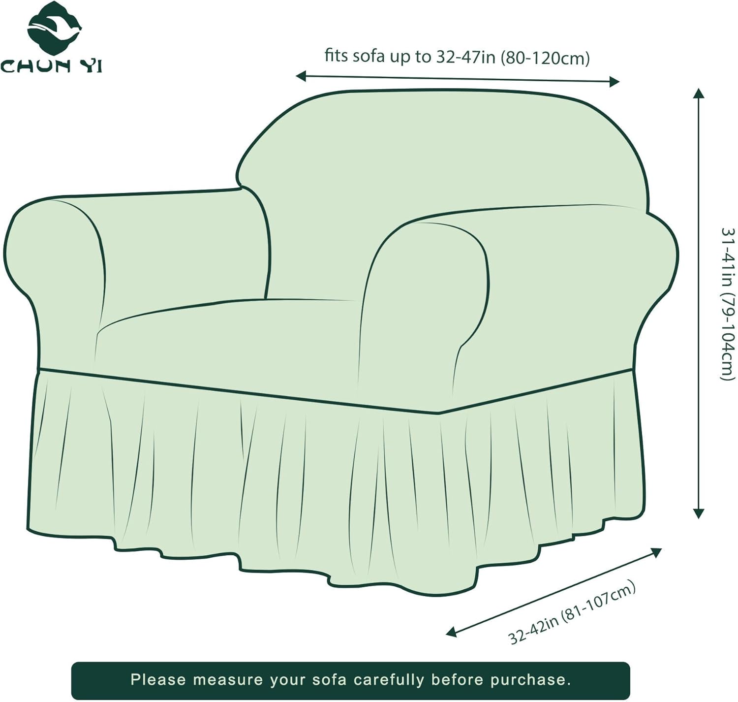 Chun Yi Stretch Sofa Slipcover 1 Piece Jacquard Damask Elegant Furniture Protector Couch Cover