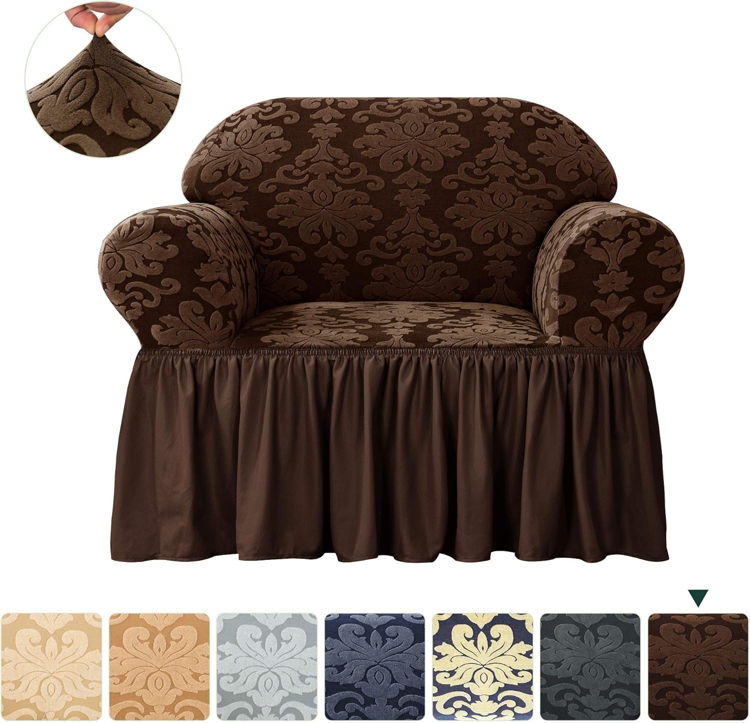 CHUN YI Stretch Sofa Slipcover 1Piece Jacquard Damask Elegant