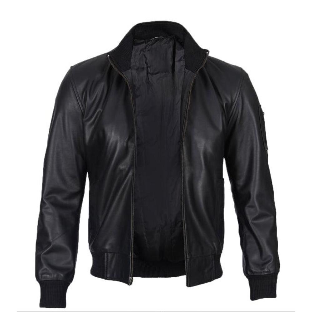 Jnriver JNLJ0084 Black Cowhide Leather Bomber Jacket for Men - Pack of 2