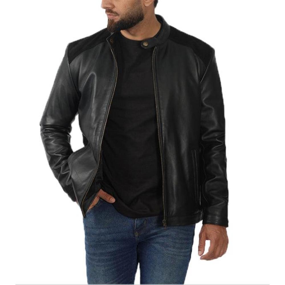 Jnriver JNLJ0053 Edmund Black Leather Jacket With Suede Detailing - Pack of 2