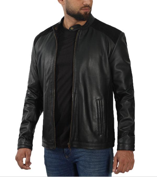 Jnriver JNLJ0053 Edmund Black Leather Jacket With Suede Detailing - Pack of 2