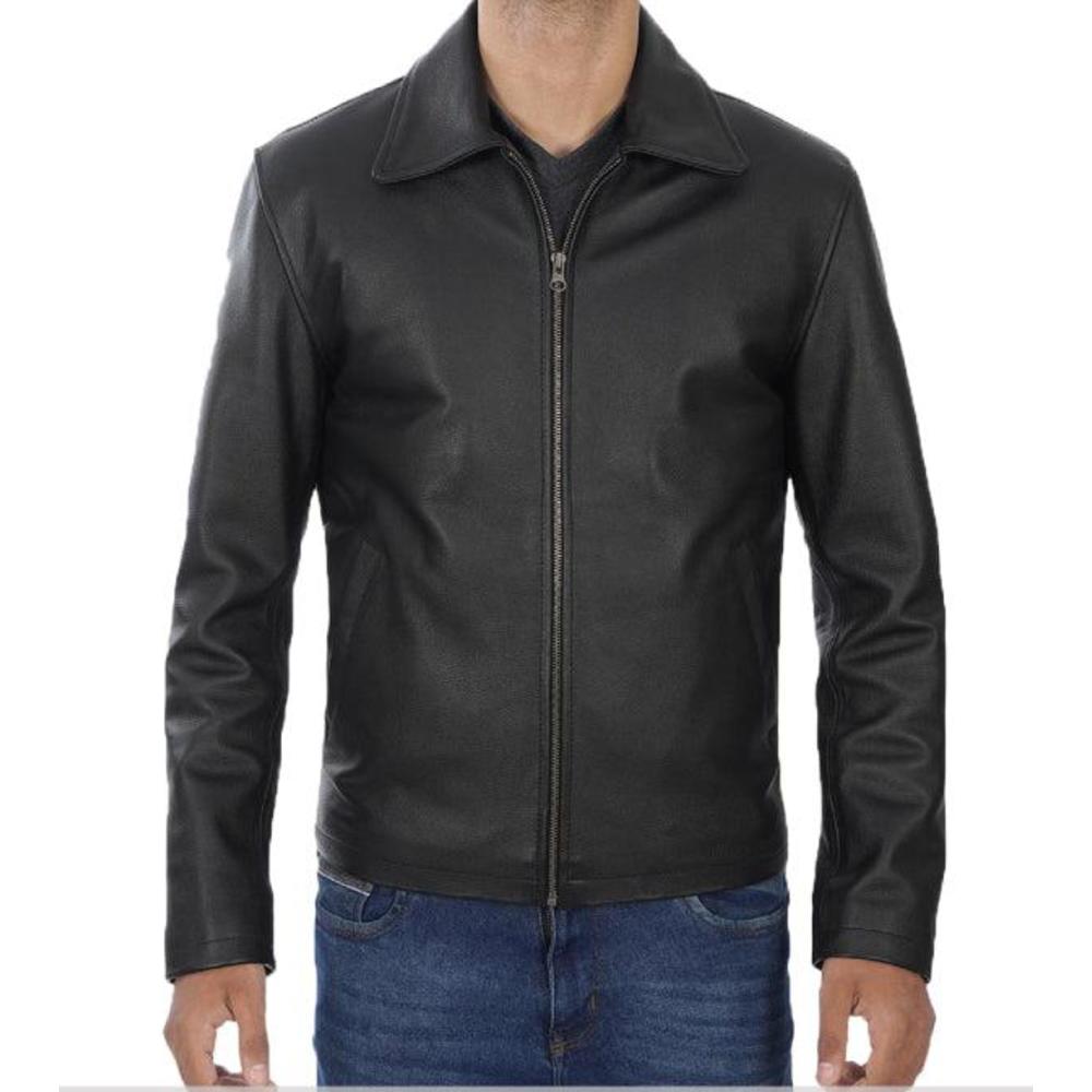 Jnriver JNLJ0105 Reeves Vintage Leather Jacket Black