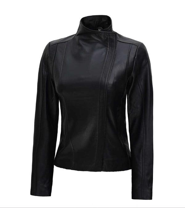 Jnriver JNLJ0008 Arezo Black Genuine Leather Jacket for Women