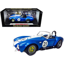 SHELBY COLLECTIBLES Shelby Cobra 427 S/C #21 Blue Metallic with White Stripes 1/18 Diecast Model Car by Shelby Collectibles