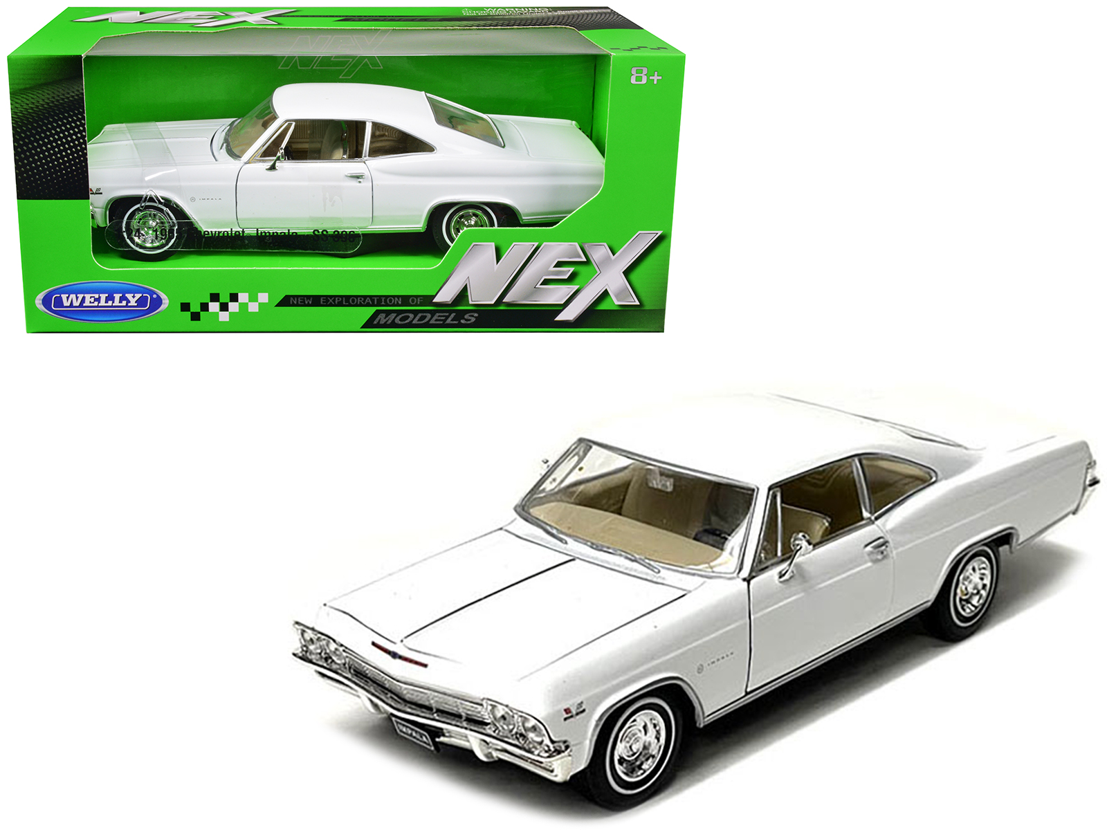 welly 1965 Chevrolet Impala SS 396 White "NEX Models" 1/24 Diecast Model Car by Welly