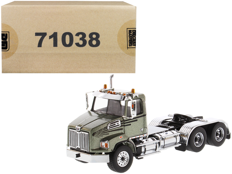DieCast Masters Western Star 4700 SB Tandem Day Cab Tractor Metallic Olive Green 1/50 Diecast Model by Diecast Masters