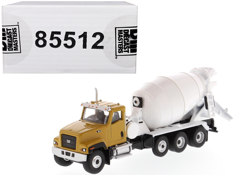 DieCast Masters CAT Caterpillar CT681 Concrete Mixer Yellow and White "High Line" Series 1/87 (HO) Scale Diecast Model by Diecast Masters