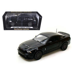 SHELBY COLLECTIBLES 2013 Ford Shelby Mustang Cobra GT500 SVT Black with Black Stripes 1/18 Diecast Car Model by Shelby Collectibles