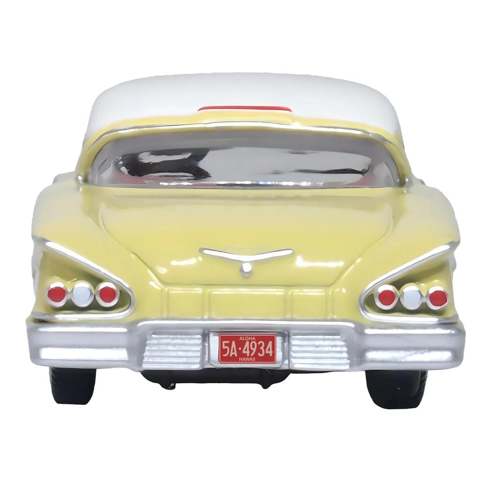 Oxford Diecast 1958 Chevrolet Impala Sport Colonial Cream with Snowcrest White Top 1/87 (HO) Scale Diecast Model Car by Oxford Diecast