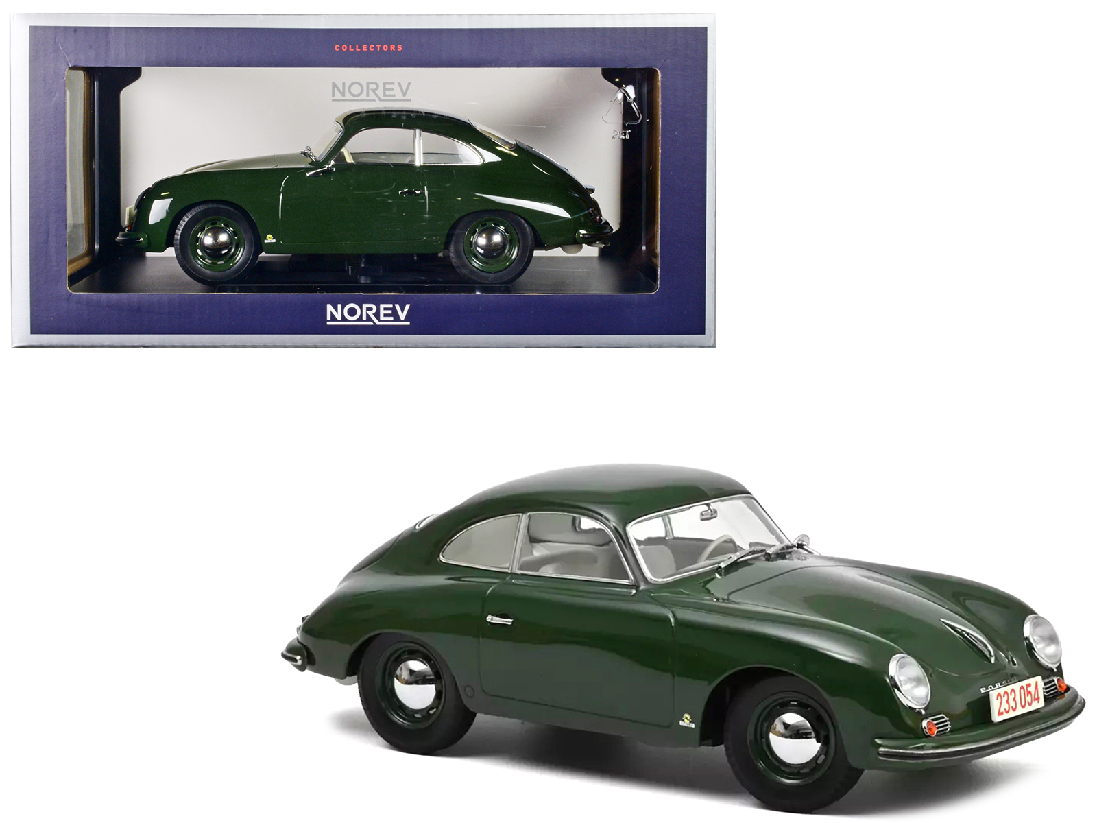 Norev 1954 Porsche 356 Coupe Green with White Interior 1/18 Diecast Model Car by Norev