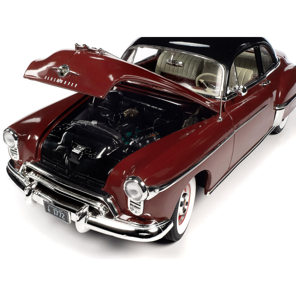 Autoworld 1950 Oldsmobile Rocket 88 Chariot Red with Black Top and Red andor "American Muscle" Series 1/18 Diecast Model Car by Auto World