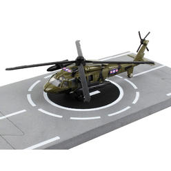 RUNWAY24 Sikorsky UH-60 Black Hawk Helicopter Olive Drab "United States Army" with Runway Section Diecast Model by Runway24