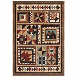 HomeRoots 2'X3' Brown And Red Ikat Patchwork Scatter Rug