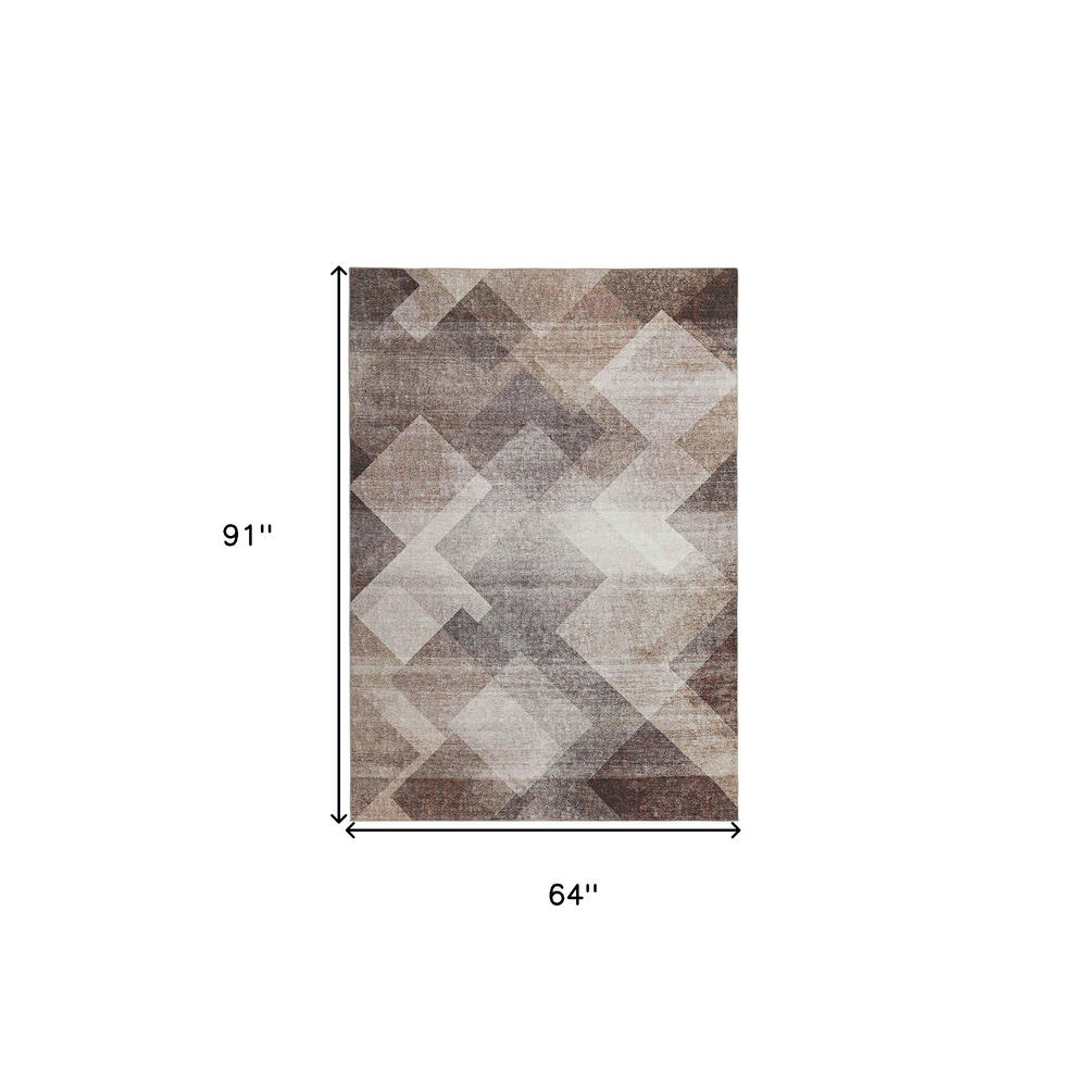 Home Roots 5' X 8' Brown Geometric Stain Resistant Area Rug