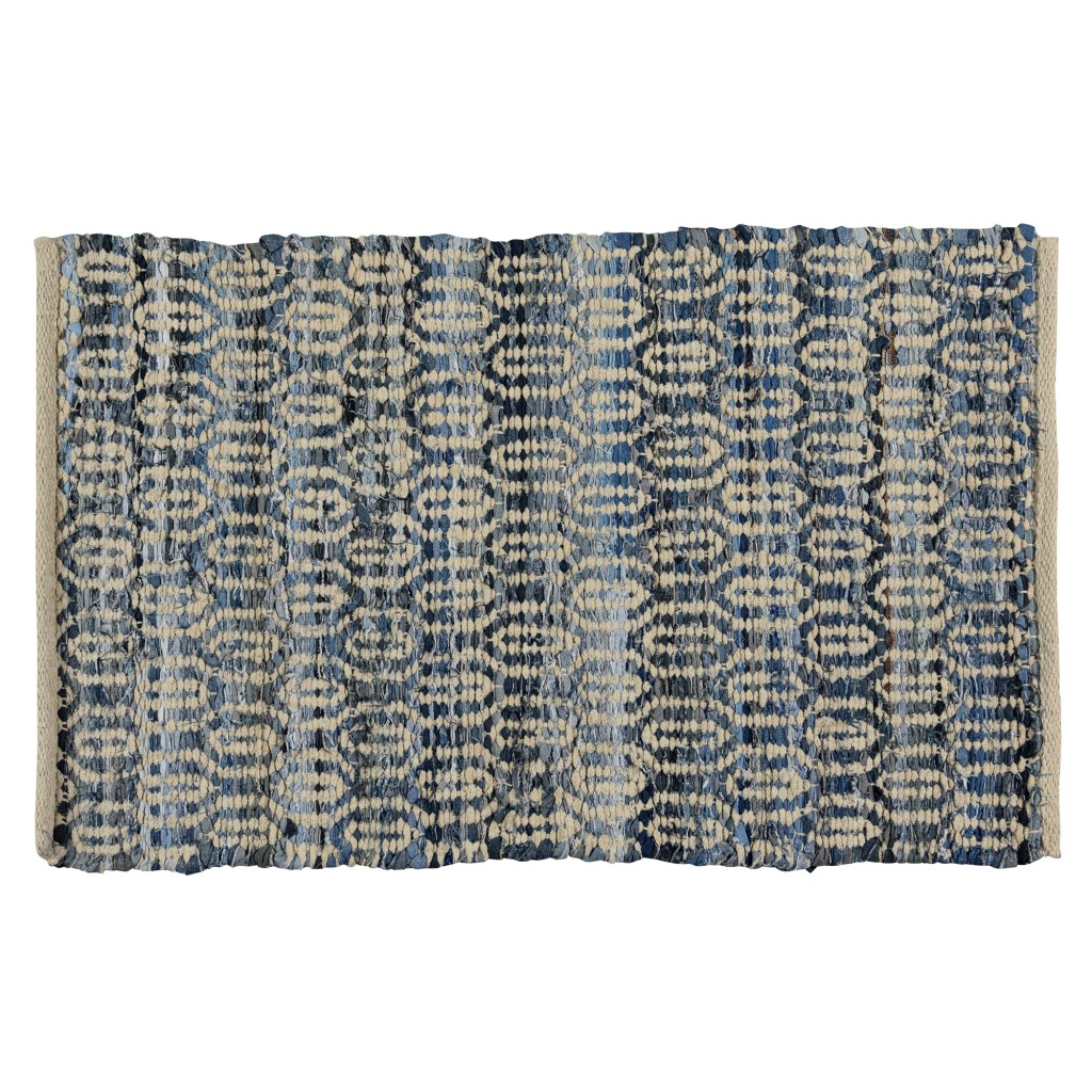 HomeRoots 2' X 3' Blue And Gray Ogee Scatter Rug