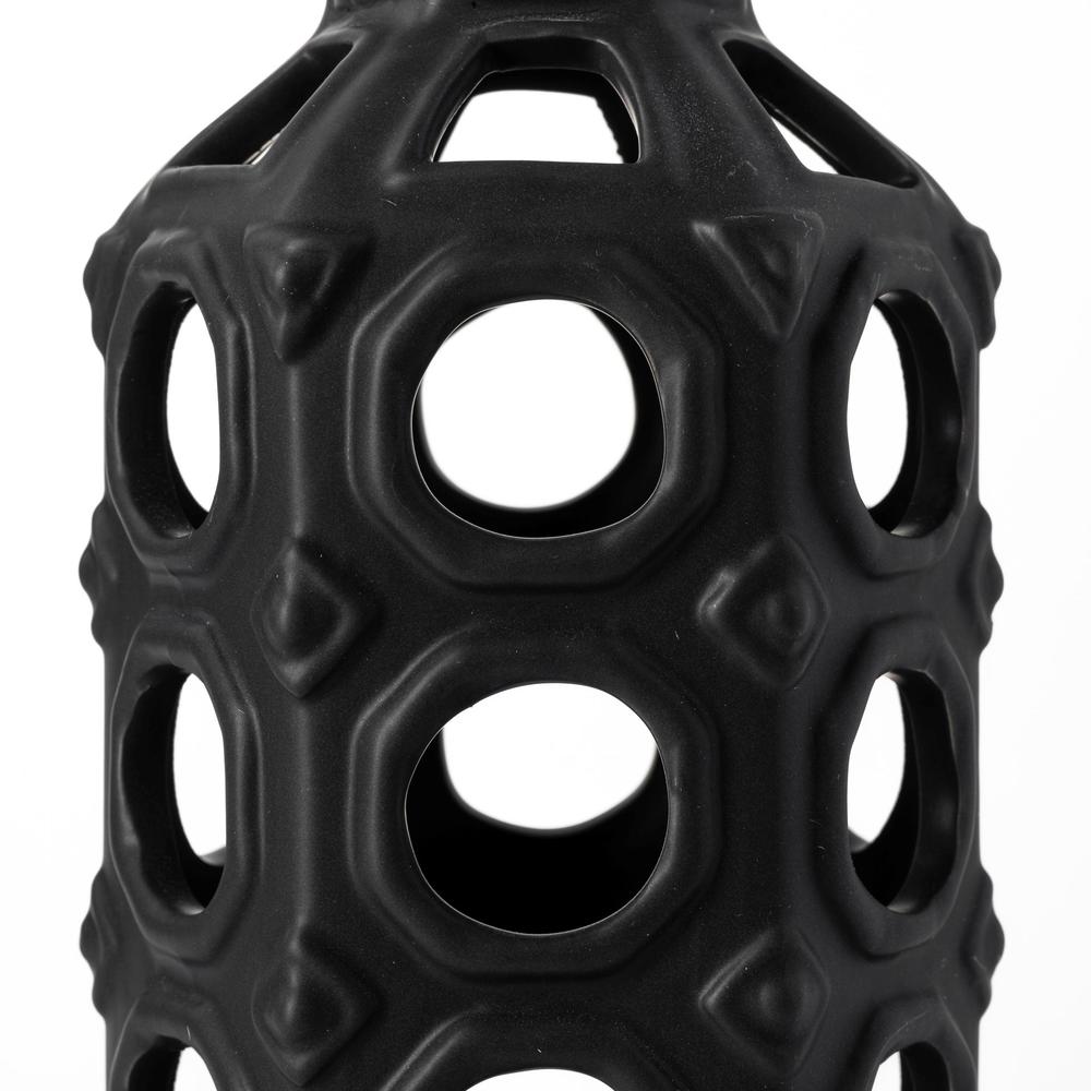 HomeRoots 12" Black Pierced Pattern Ceramic Vase