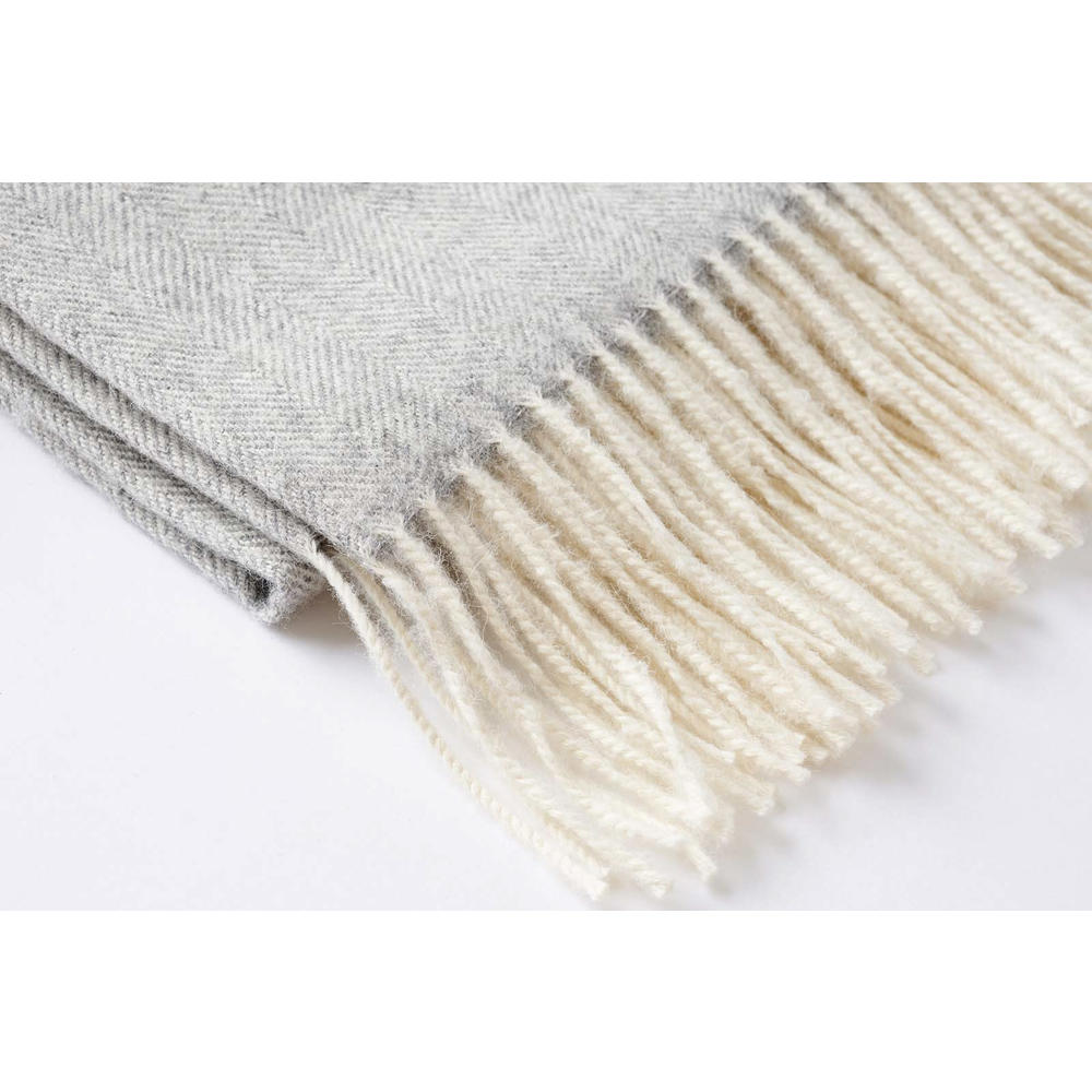 Home Roots Gray Woven Wool Reversable Throw