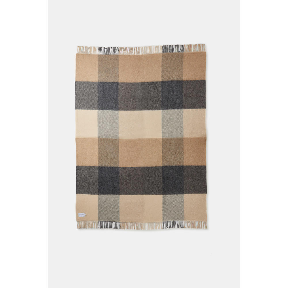 Home Roots Charcoal Woven Wool Checkered Reversable Throw