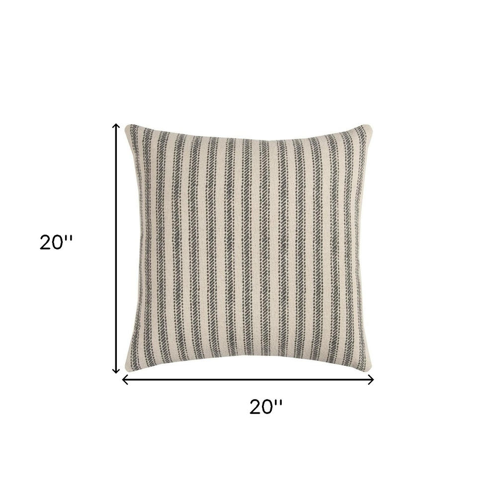 Home Roots Gray Natural Ticking Stripe Throw Pillow