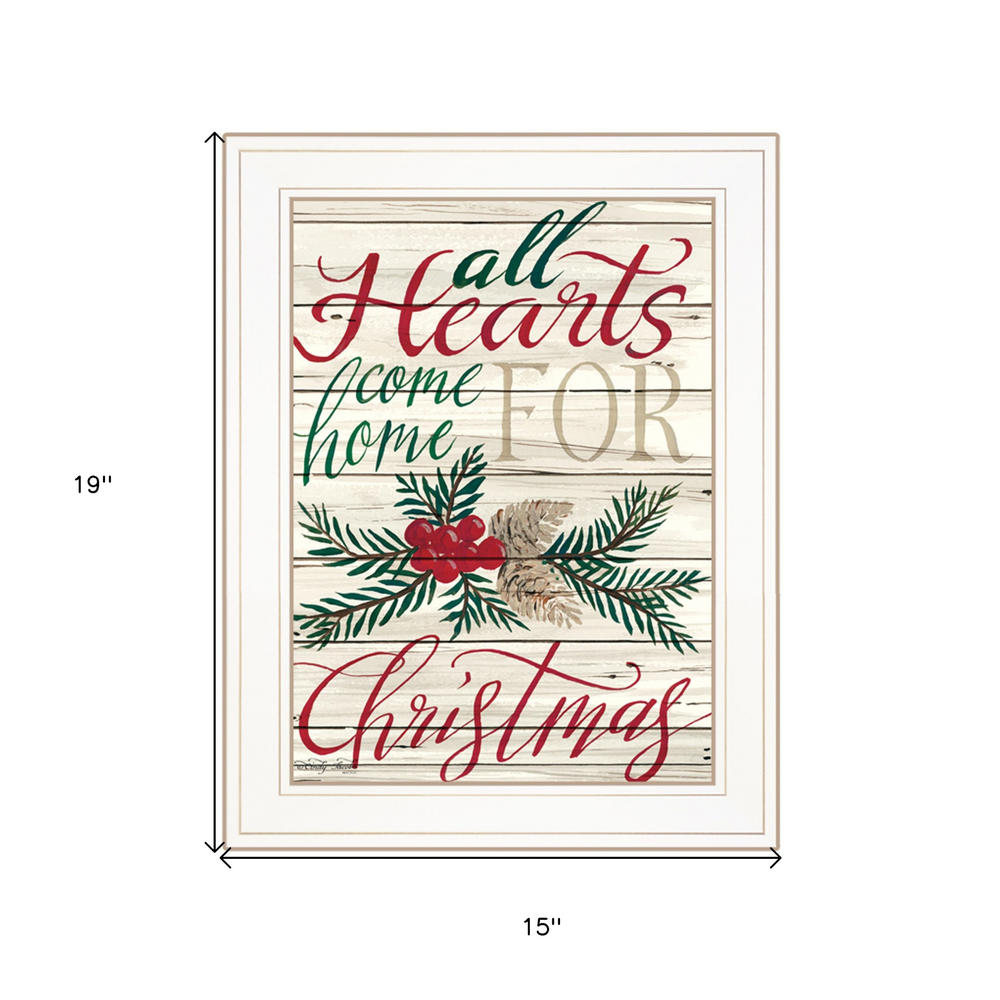 HomeRoots Home For Christmas 1 White Framed Print Wall Art