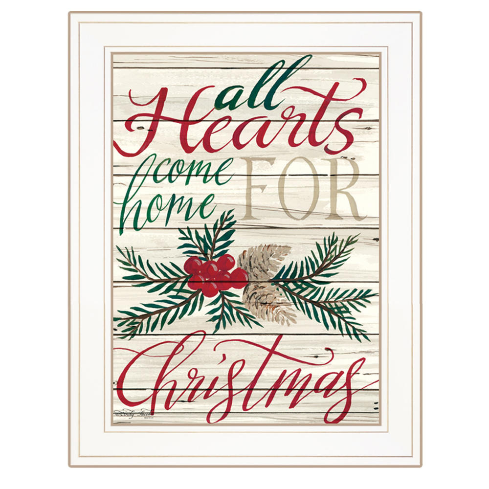 HomeRoots Home For Christmas 1 White Framed Print Wall Art