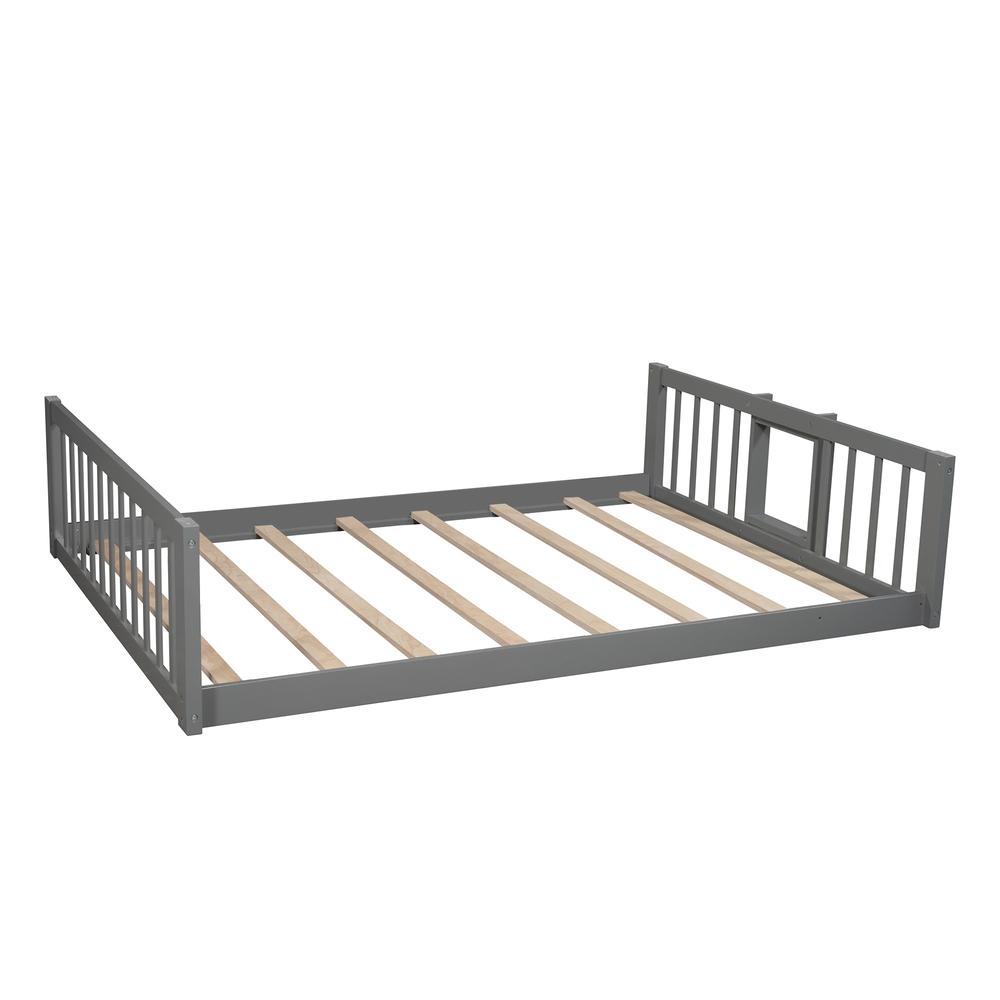 HomeRoots Gray Full Over Full Over Full Contemporary Bunk Bed With Slide