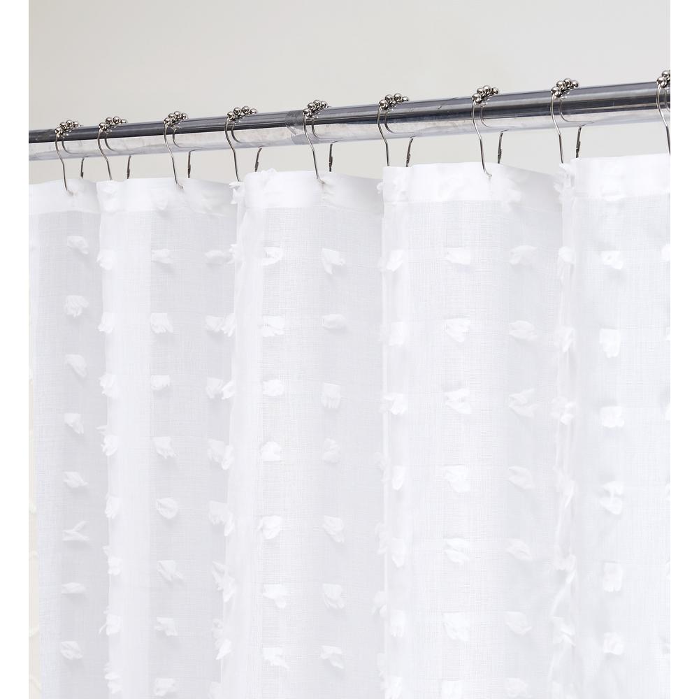 HomeRoots White Puff Sheer Shower Curtain