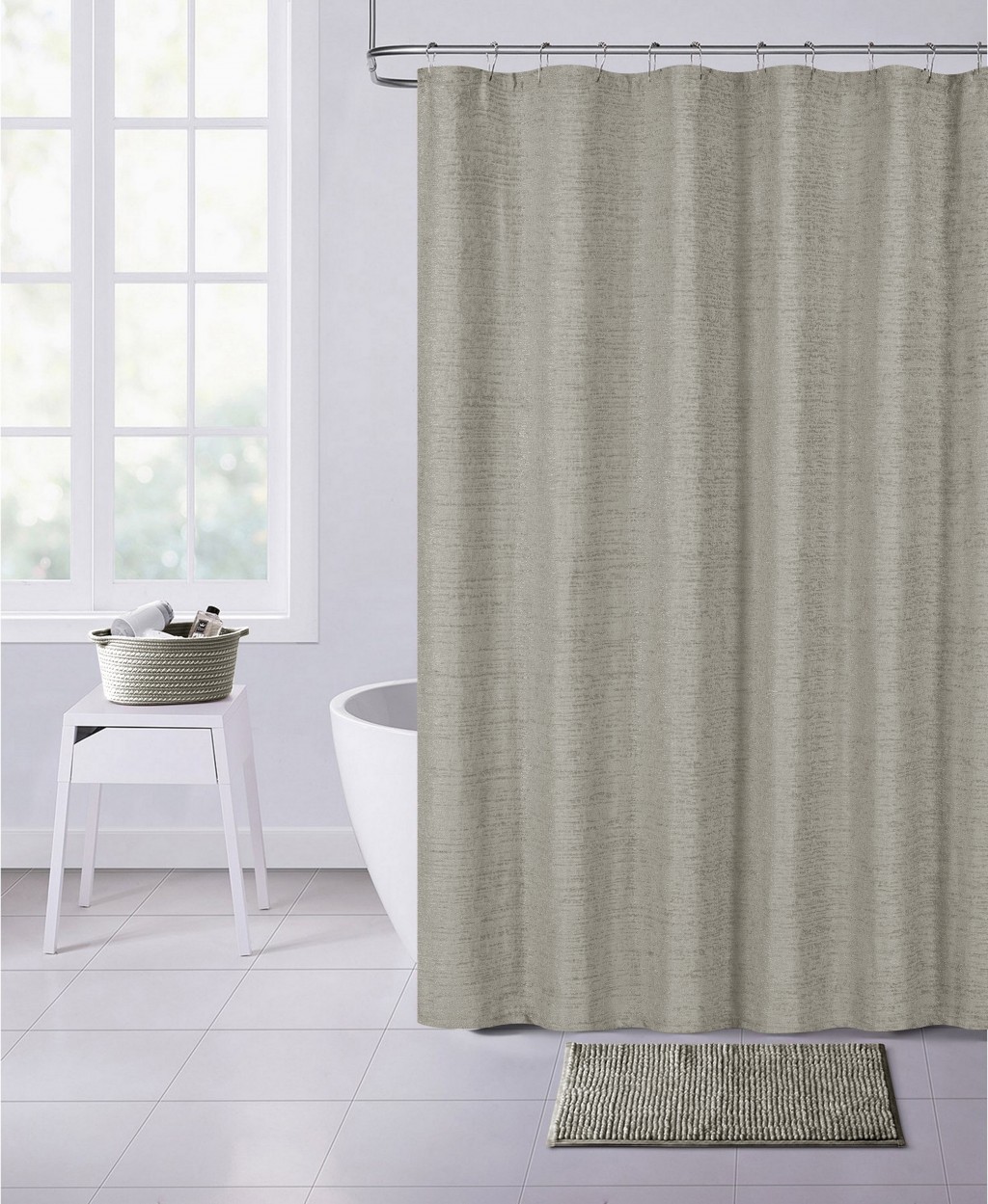 HomeRoots Silver Soft Textured Shower Curtain