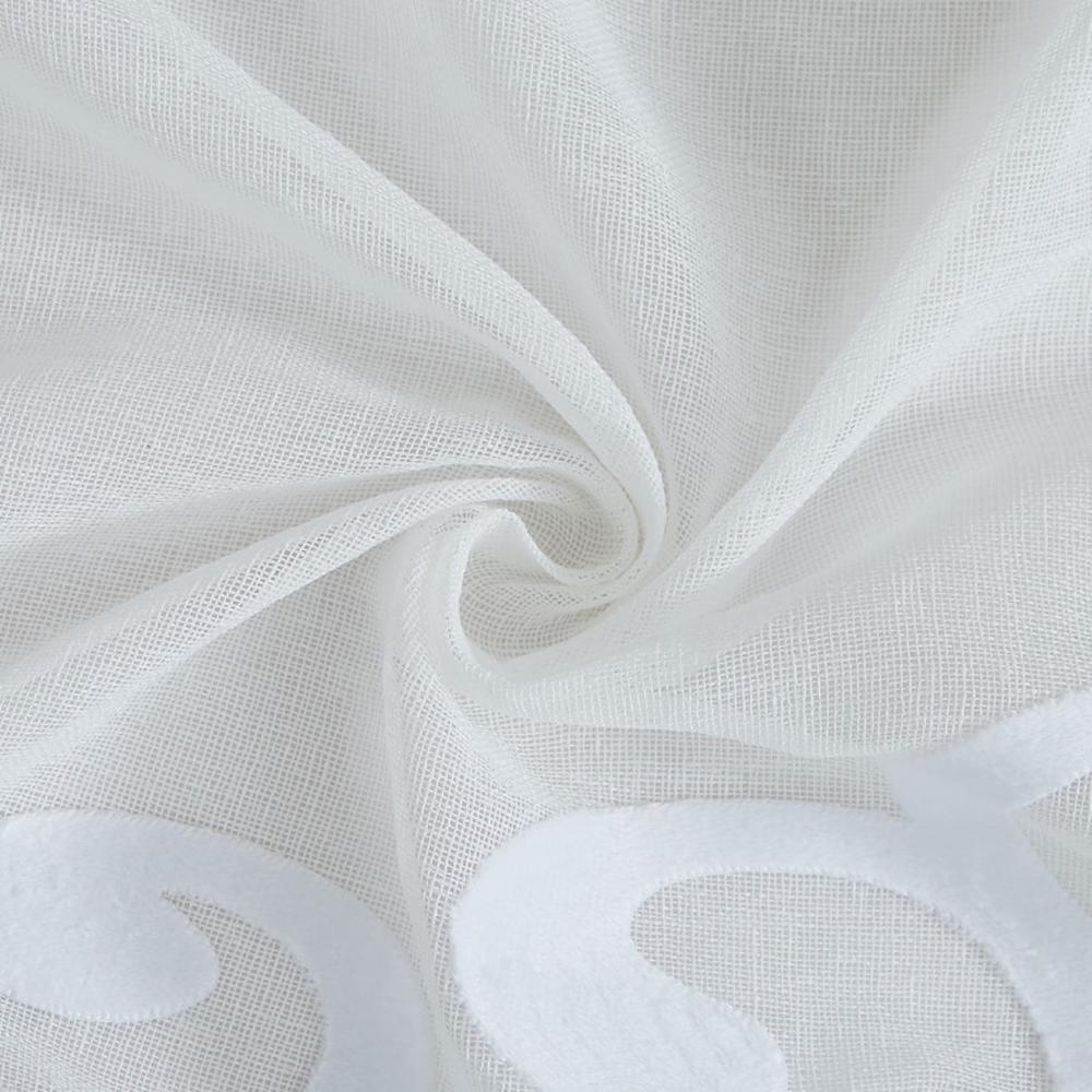 HomeRoots White Contemporary Velvet Scroll Shower Curtain