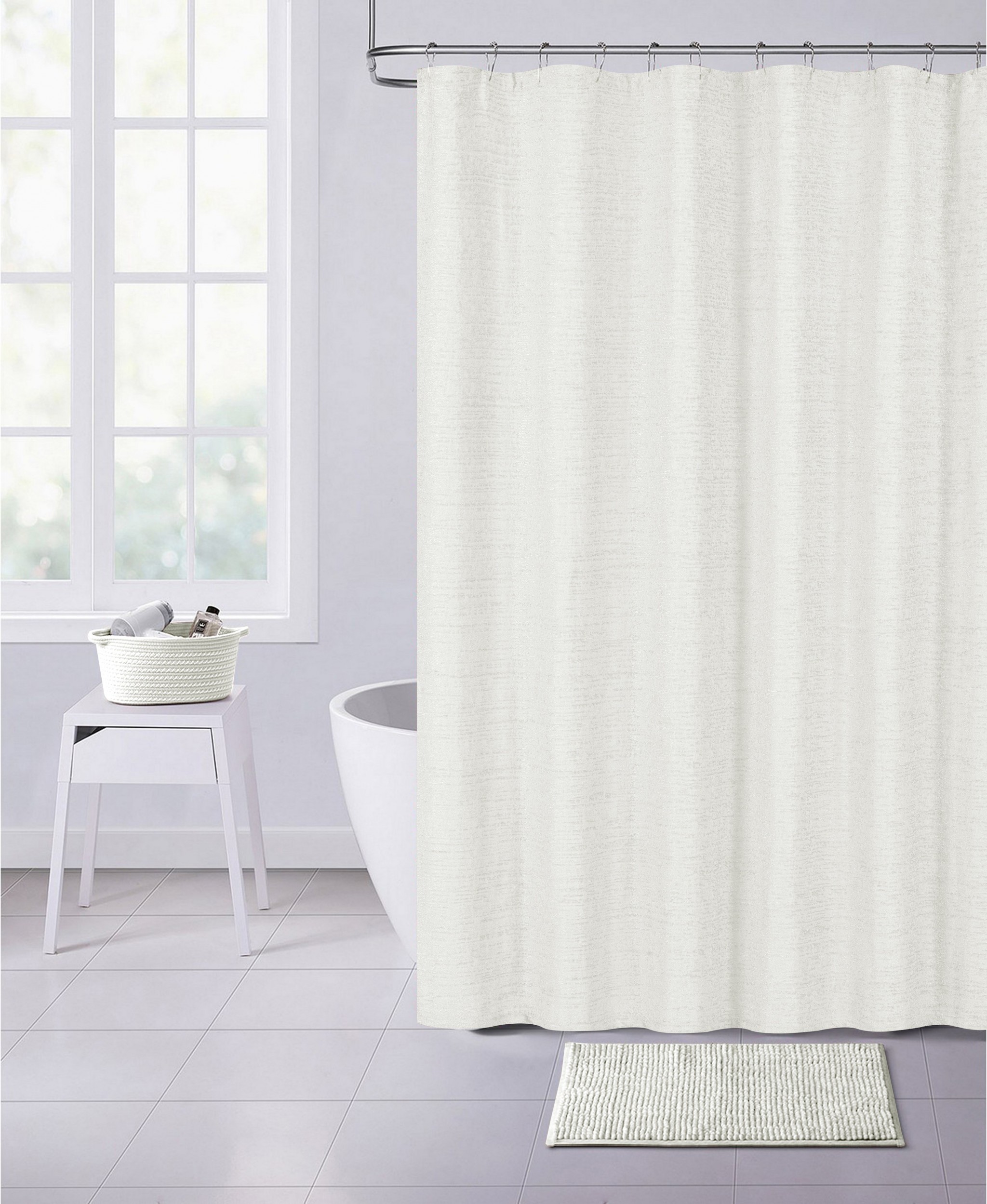 HomeRoots Pearl White Soft Textured Shower Curtain
