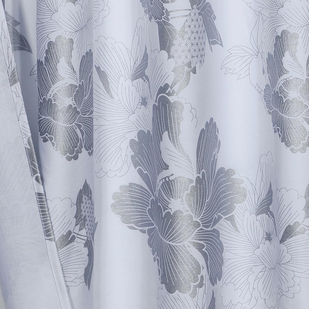 HomeRoots Silver and White Floral Printed Shower Curtain
